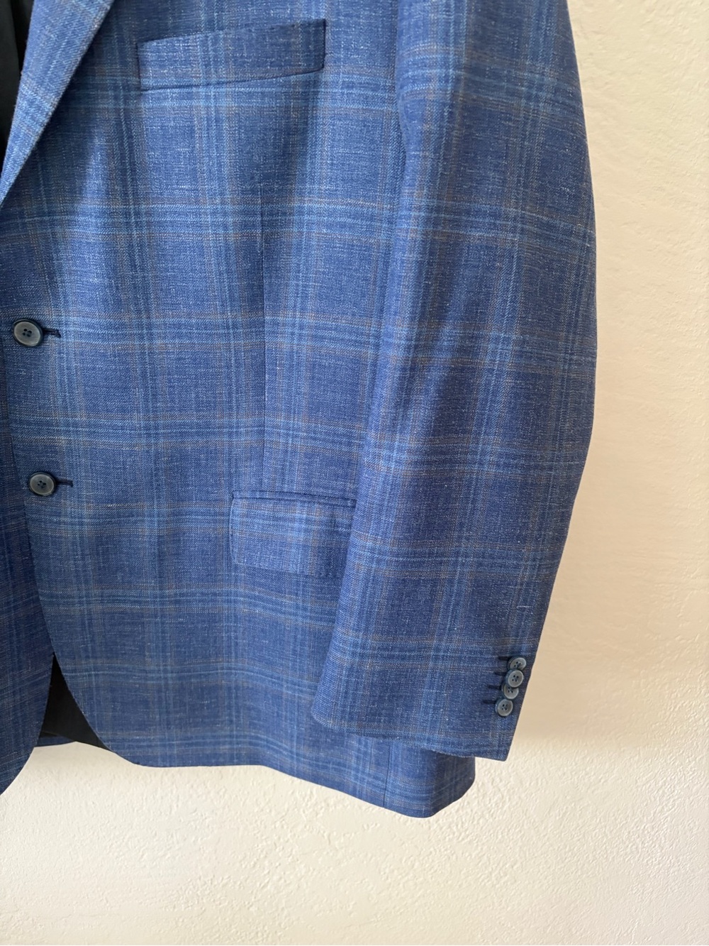 Joseph Abboud Blue Plaid Sport Coat with Subtle Windowpane - Picture 3 of 7